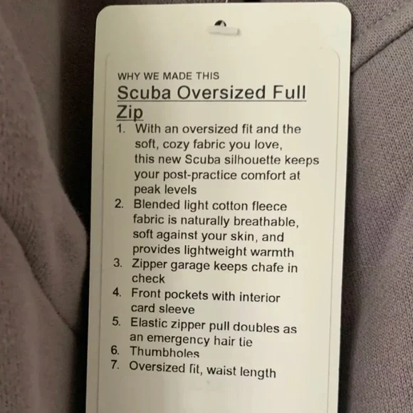 🍋LULULEMON SCUBA OVERSIZED FULL ZIP HOODIE/JACKET-XS/S, M/L, XL/XXL-LUNAR ROCK - Picture 6 of 12